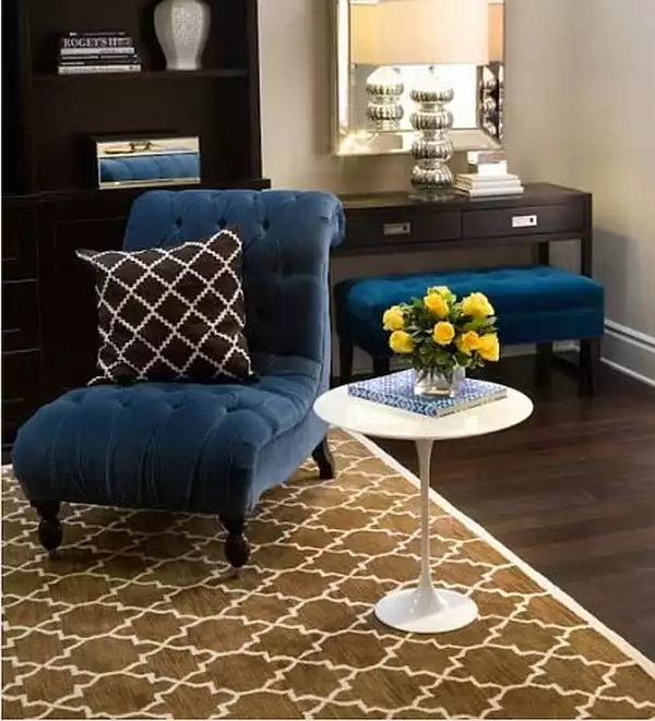 Blue and brown interior design