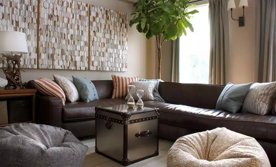 Brown leather couch