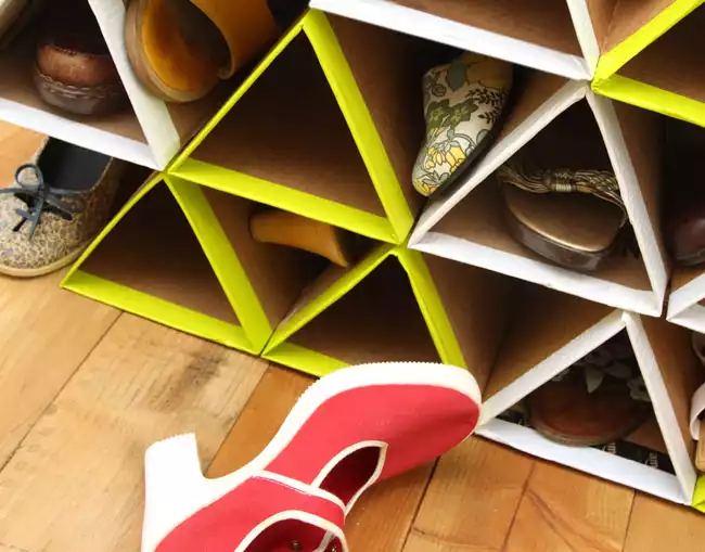 cardboard geometric shoe storage