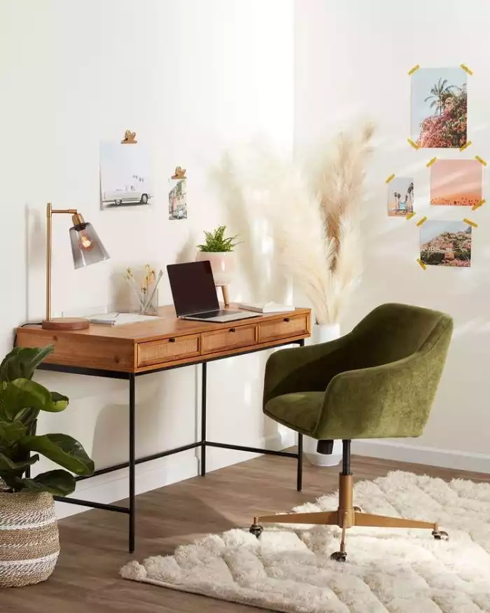 World Market- classic desk with fluffy carpet - ikea alternative