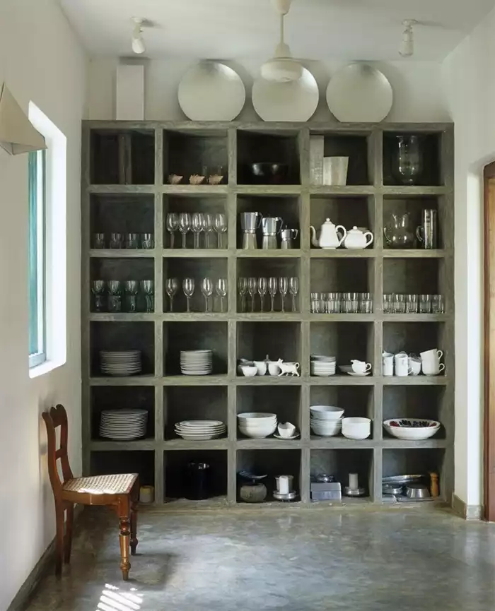 Concrete kitchen storage and floor