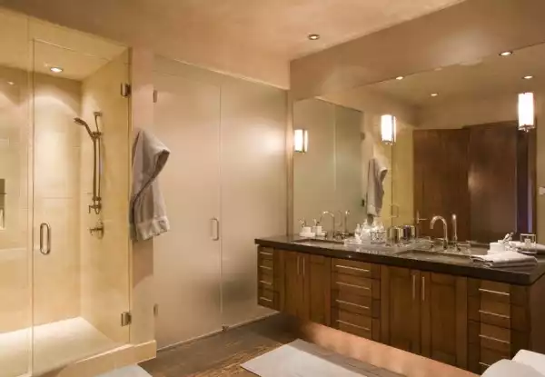 glass doors bathroom idea