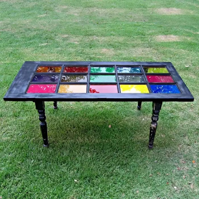 glass repurposee door into a table