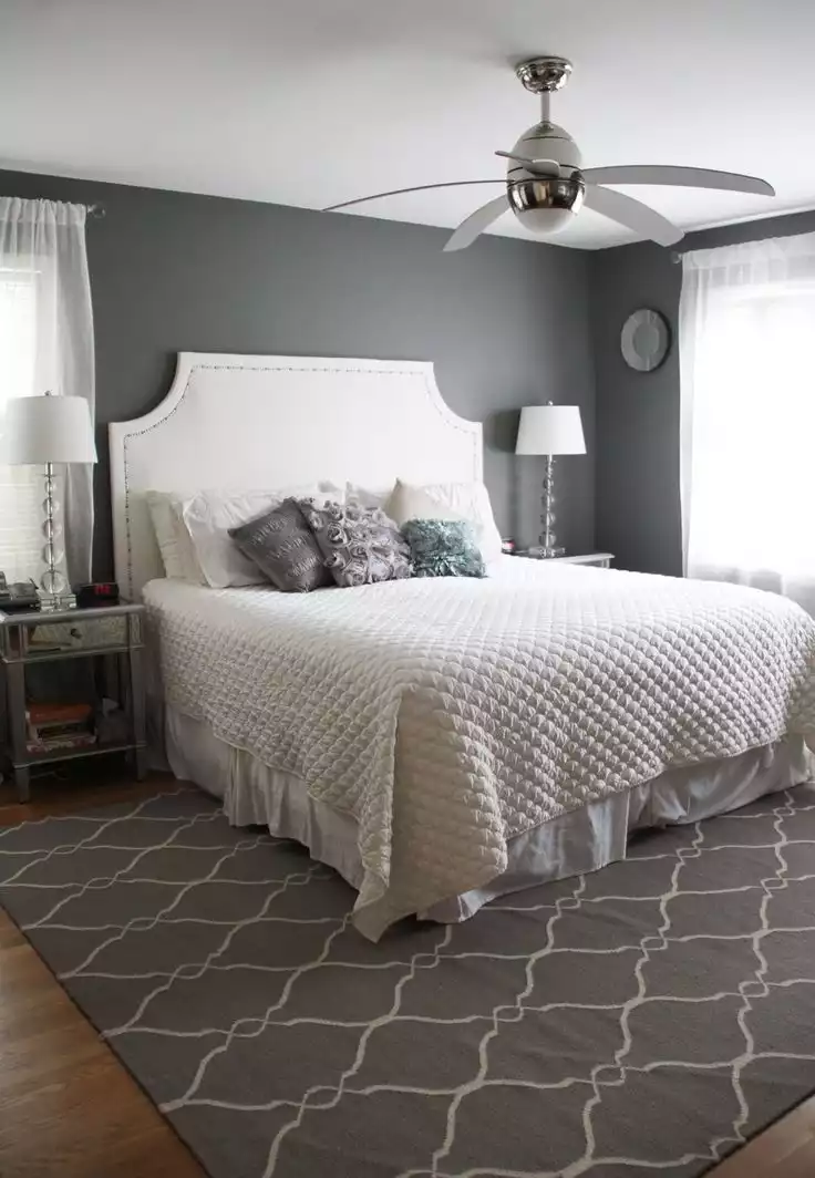 Grey bedroom carpet under bed