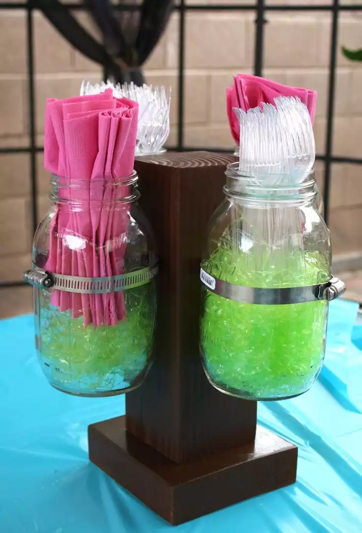 Holding forks for party mason jars