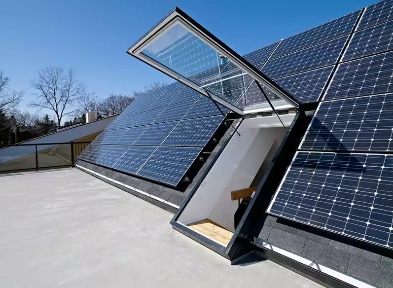 House rooftop made from solar panels