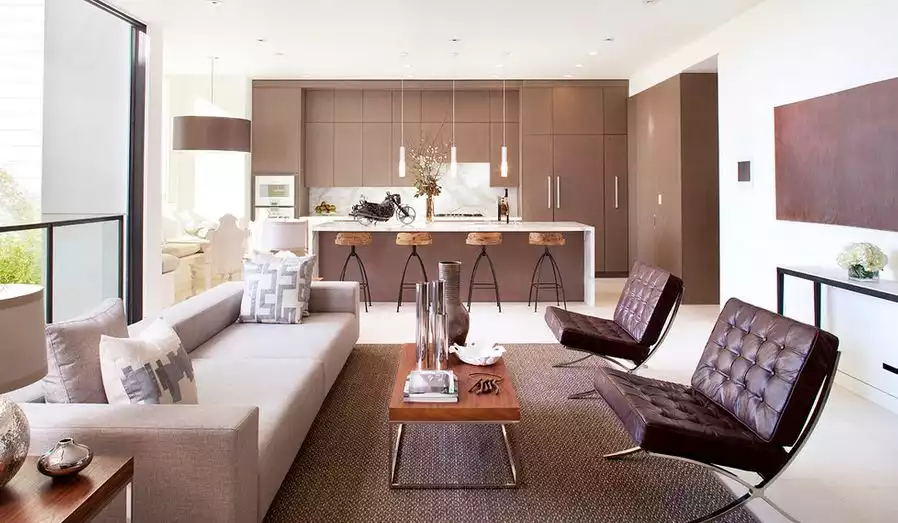 Kitchen living room brown accents