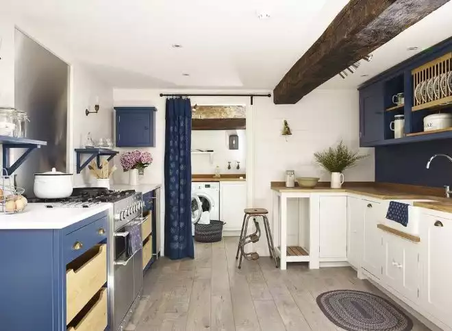 kitchen with exposed beams