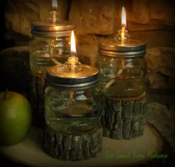 Mason jar tree trunk oil