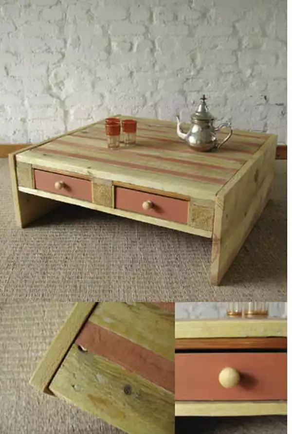 Coffee table with drawers from pallets