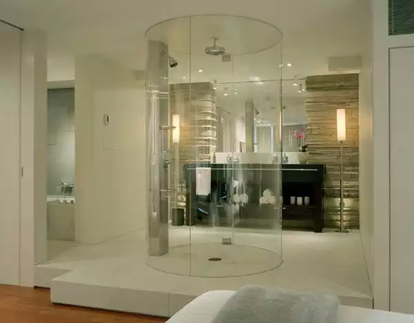 Modern round walk in shower