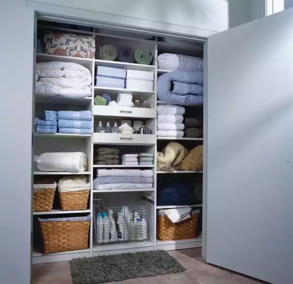 organized closet linen