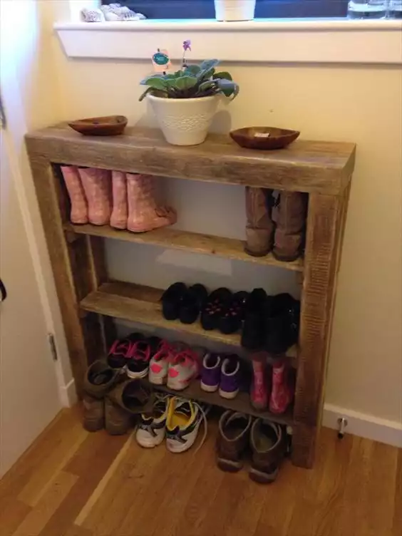 reclaimed wood shoe rack
