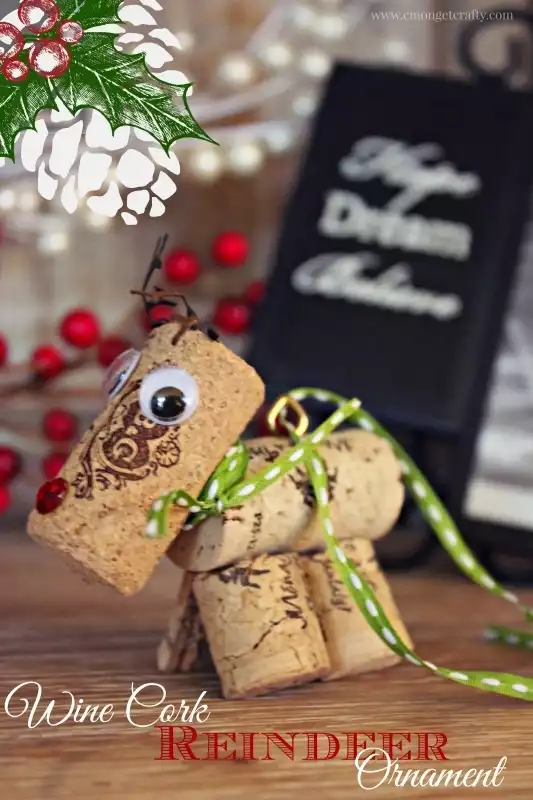 DIY Wine Cork Crafts Reindeer Ornament