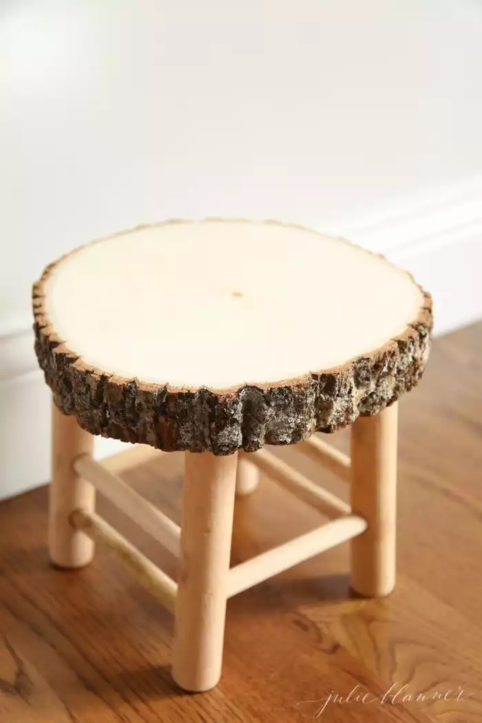 rustic wood stool