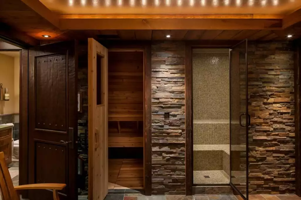 Sauna at home with tile walls 1024x681