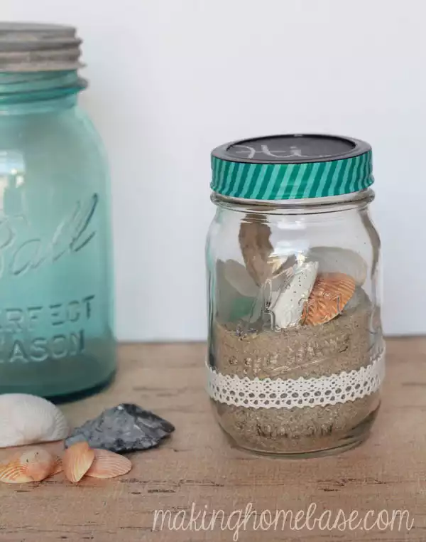 Seashell terrerium mason jar