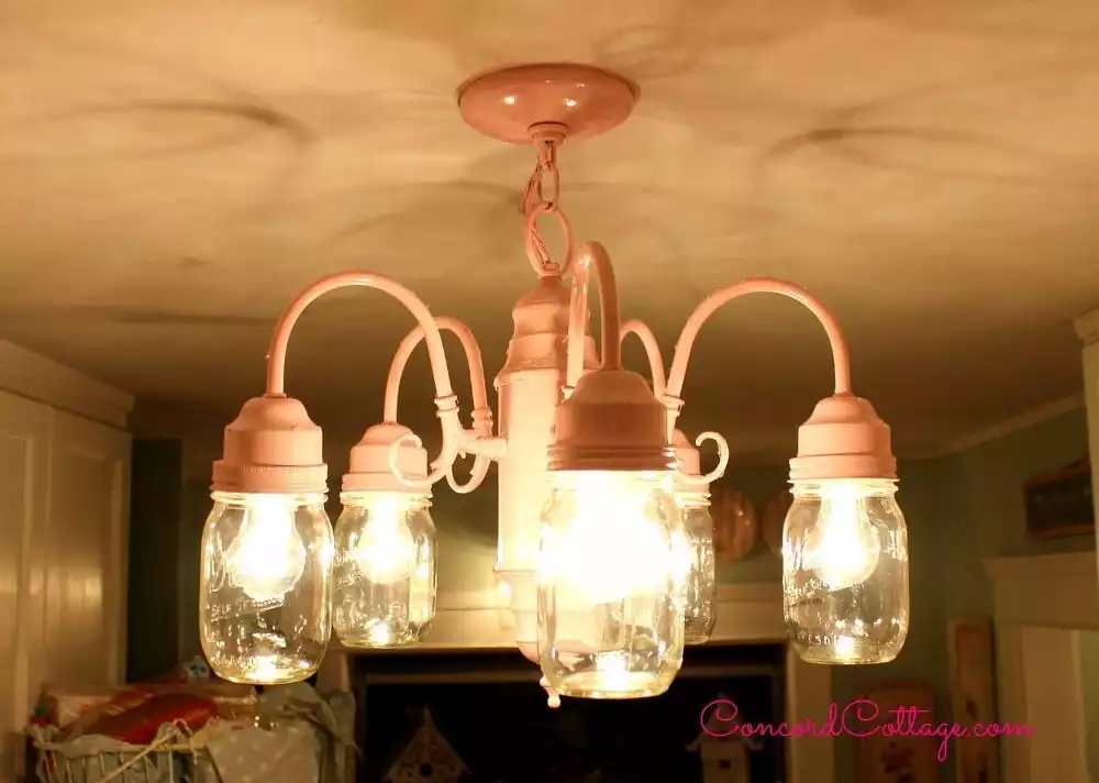 shabby chic pink mason jar chandelier