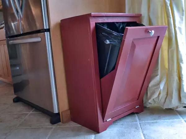 tilt out wood trash cabinet