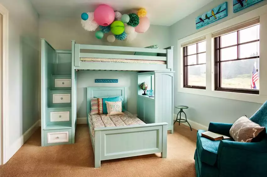 Turquoise toddler bunk beds