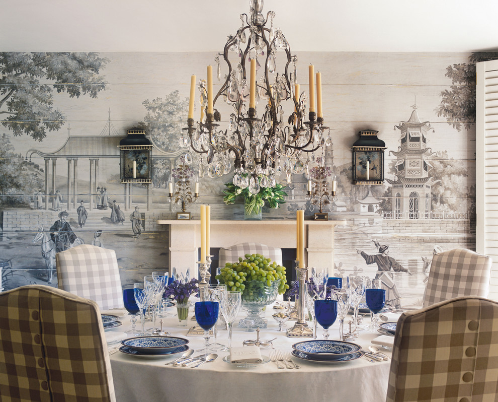 Gingham in Traditional Dining Rooms