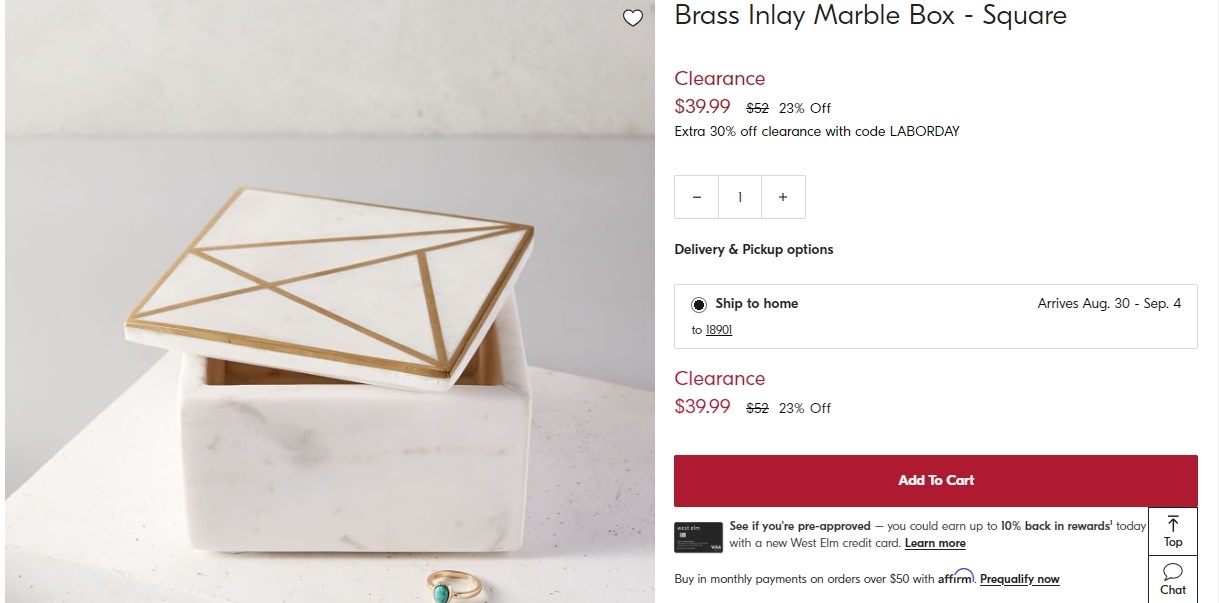 Brass Inlay Marble Box