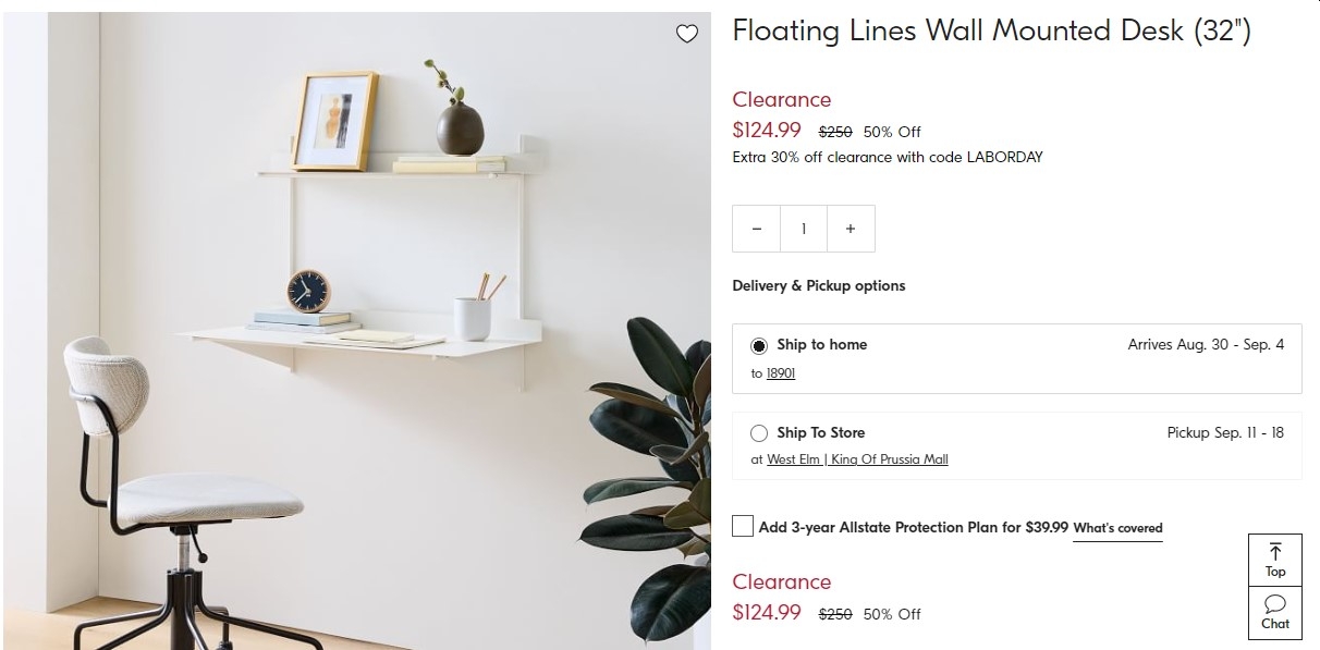 Floating lines wall mounted desk