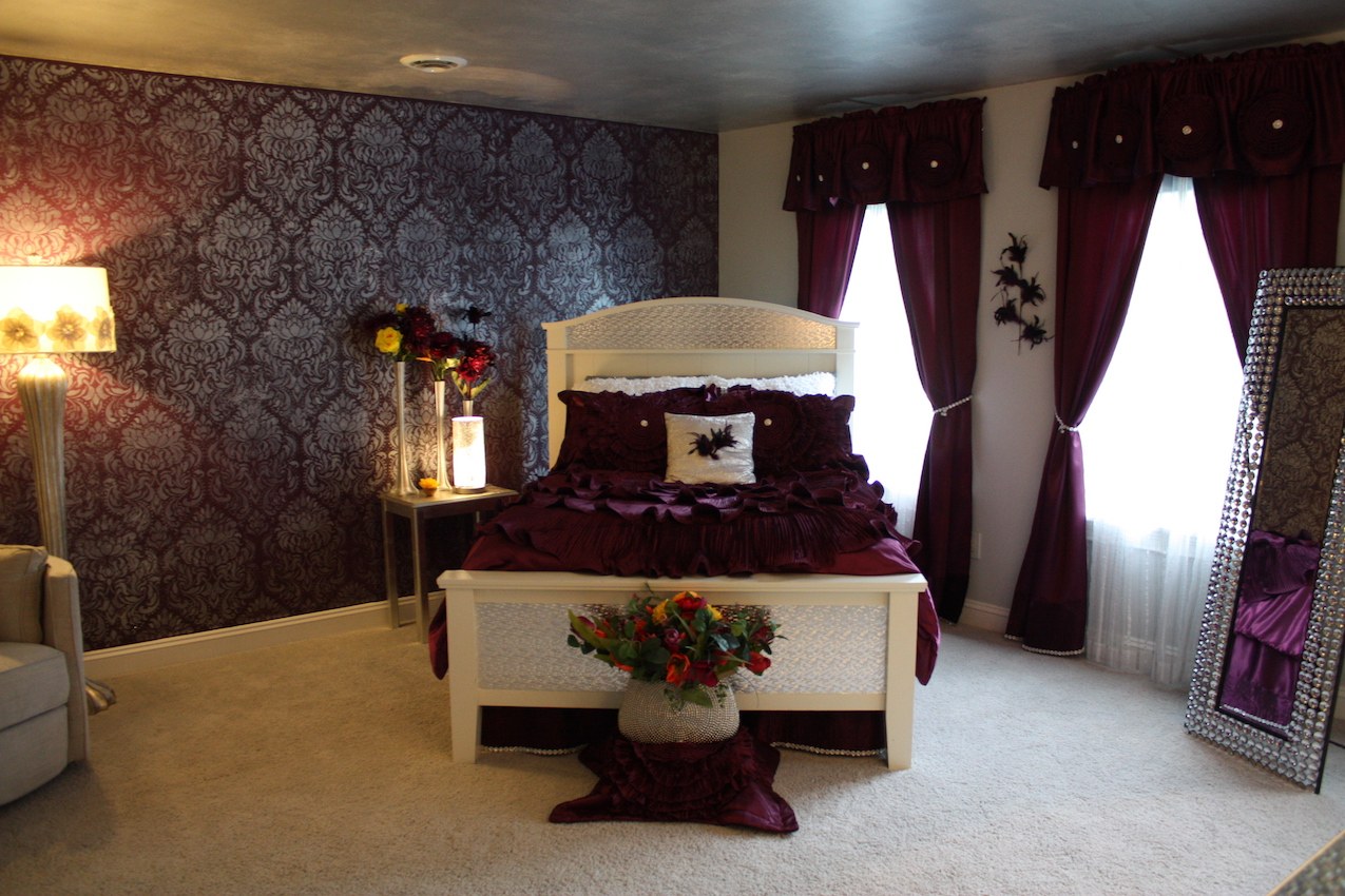 Bedroom curtains and angle bed