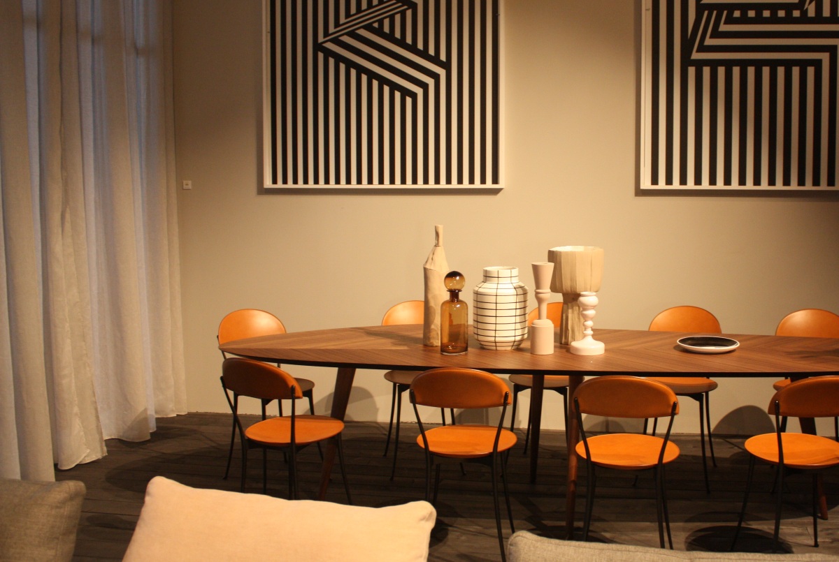 Orange dining area